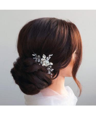 Kercisbeauty Wedding Bridal Hair Comb Hair Accessories for Bride Small Hair Comb for Bun Girls Prom Hair Piece (Silver)
