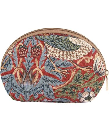 Buy William Morris Strawberry Thief Tapestry Makeup Bag - Red Travel Cosmetic Bag | International Shipping Available - Buy Online on GoSupps.com