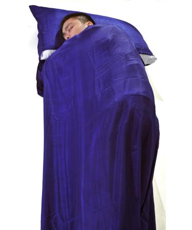 Purple Blue 100% Pure Mulberry Silk Single Sleeping Bag Liner Travel Sheet Sleepsack 83"x33" - Buy Online on GoSupps.com