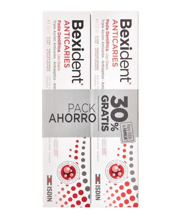 ISDIN Bexident Anticaries toothpaste with fluoride and cranberry extract triple action against caries and plaque for the whole family daily use value pack 30 free 2 x 125 ml