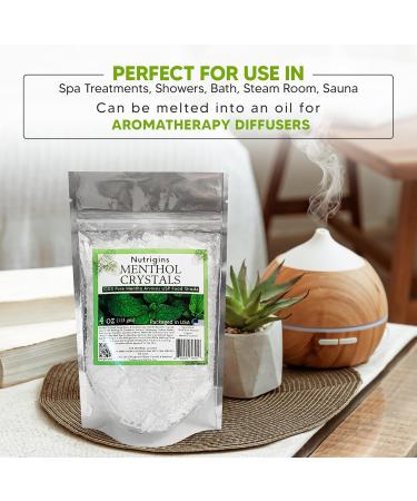 Buy 100% Pure Organic Menthol Crystals - Natural Spa Quality | 4OZ Resealable Bag - International Shipping Available - Buy Online on GoSupps.com