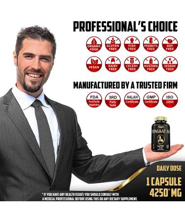 Mecisco Tongkat Ali for Men 4250mg 200:1 Extract - Energy, Stamina & Muscle Support - 7 High Concentrated Ingredients - 60 Capsules x 2 (120 Capsules Total) - Buy Online on GoSupps.com