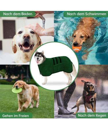 BasVII Microfiber Dog Bathrobe - Extra Absorbent & Quick Drying Adjustable Velcro Fastener for All Sizes - Perfect for Large Medium & Small Dogs - XXL Green - Buy Online on GoSupps.com