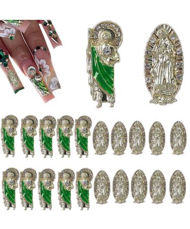 20 PCS Virgin Mary Nail Charms 3D Retro Virgen De Guadalupe Nail Decorations San Judas Nail Charms for Acrylic Nails Virgin mary/san judas-A