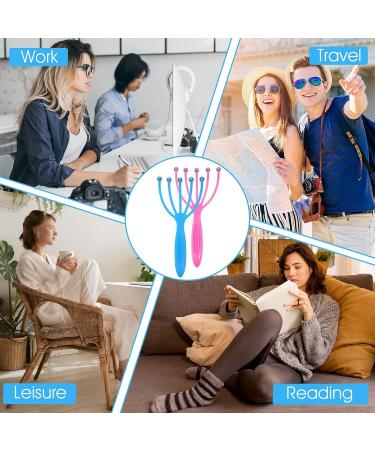 Head Massage Curb Aster Set - 4-Piece Portable Spider Device & Brush for Stress Relief - Deep Relaxation for Men & Women - Blue & Pink - Buy Online on GoSupps.com