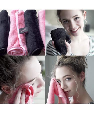 4 Pack XL Makeup Remover Cloths - Fast Drying & Reusable - Exfoliating Cleansing Cloths for All Skin Types - Pink & Black - Buy Online on GoSupps.com