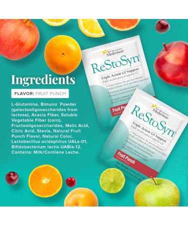 Medtrition ReStoSyn Triple Action Gut Health Supplement - Prebiotics Probiotics & L-Glutamine Blend for Digestive & Gut Barrier Support Plus Microbial Balance - 0.5 Ounce (Pack of 25) Fruit Punch 0.5 Ounce (Pack of 25) - Buy Online on GoSupps.com