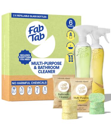 Multi-Purpose & Bathroom Cleaner Starter Kit - Natural Cleaning Products - Household Cleaners - All-Purpose Cleaner Tablets - Plant-Based - No Harsh Chemicals