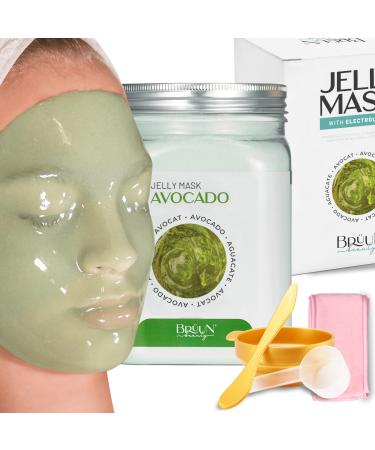 BR UN Jelly Mask Jar Avocado Peel-Off Face Care Rubber Mask | 23 fl oz Skin Care Moisturizing Gel Mask Jar Spa Set.