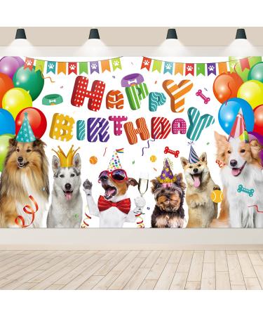 Dog Happy Birthday Backdrop Dog Birthday Party Decorations Puppy Photography Background for Pets Puppy Kids Dog Theme Birthday Party Supplies