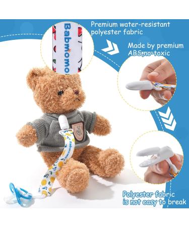 Babmomo 8 Pack Pacifier Clip Holder for Boys and Girls - Stylish Binkie Strap for Most Pacifier Styles, Teether Toys & Baby Gift - Flower Fruit Design - Buy Online on GoSupps.com
