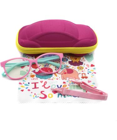 Kids blue light blocking eyewear UV400 protection anti blue ray computer game glasses for children age 3-10 Pink Frame + Green Temple - Buy Online on GoSupps.com