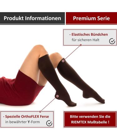RIEMTEX Medical Compression Stockings Class 2 CCL2 23-32 mmHg - Women's Closed Tip Calf Stockings Premium Series 3211A Size 3 Brown - International Shipping - Buy Online on GoSupps.com