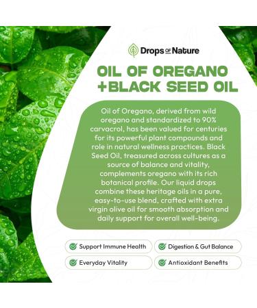 Oil of Oregano with Black Seed Oil Liquid Drops Wild Oregano (90% Carvacrol) and Black Cumin Seed Oil Vegan GMO-Free & High-Potency Supports Immunity Gut Health and Wellness (Unflavored 30mL) - Buy Online on GoSupps.com