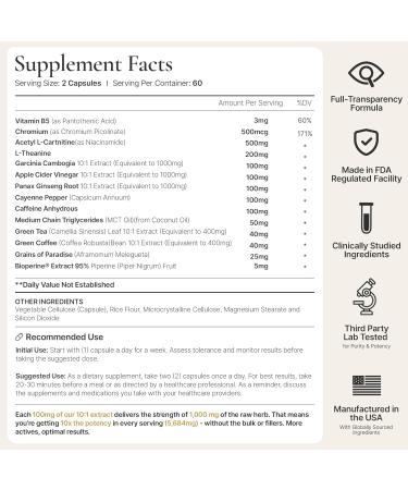 Ignite - Thermogenic Fat Burner & Nootropic - Weight Management Craving Control Metabolism Support - Focus & Energy Support - BioPerine for Enhanced Absorption (60 Capsules) - Buy Online on GoSupps.com