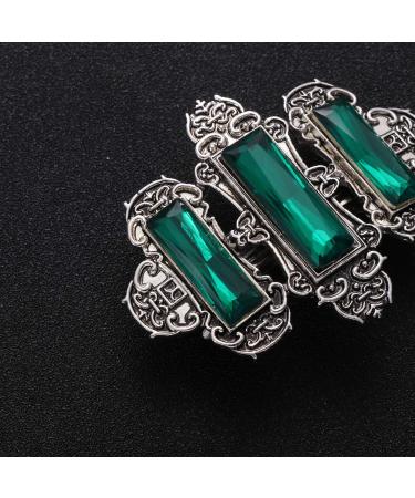 Beaupretty Vintage French Hair Clips for Women | Silver Green Metal Crystal Hairpins Elegant Hair Jewelry - Buy Online on GoSupps.com