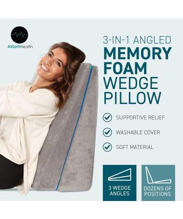 Adjustable 3-in-1 Bed Wedge Pillow with Memory Foam Support | 4.5 7.5 & 12 Inches | Acid Reflux Anti Snore | Machine Washable - Buy Online on GoSupps.com