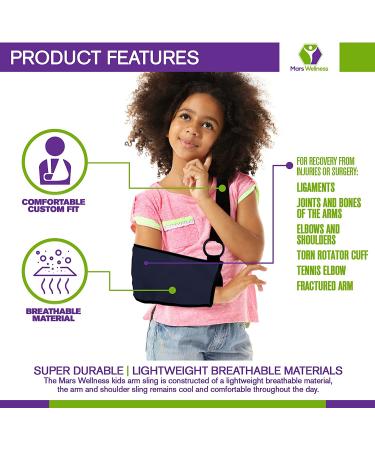 Mars Wellness Pediatric Kids Shoulder & Arm Sling - Adjustable Neck Support - Blue Small - Thumb Loop - Pack of 1 - Buy Online on GoSupps.com