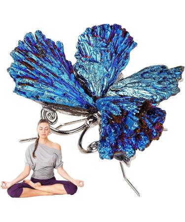 Natural Stone Crystal Ornament - Natural Butterfly Pendant with Crystal | Natural Crystal Stone Charm Smooth Polished Gemstone Charm for Parties Silver - Buy Online on GoSupps.com