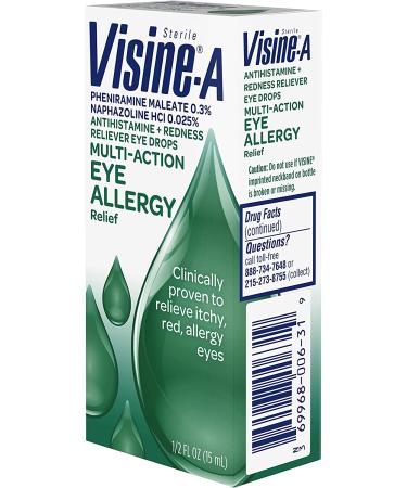 Visine-A Antihistamine Red Eyes Multi-Action Allergy Relief Eye Drops 0.5 fl. oz (Pack of 2) - Buy Online on GoSupps.com