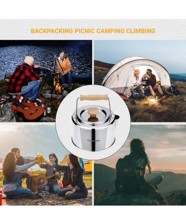 KingCamp Stainless Steel Camping Kettle 1.2L - Lightweight Portable Tea Coffee Pot for Outdoor Cooking | Bamboo Handle, Backpacking, Hiking, Picnic, Travel - Buy Online on GoSupps.com