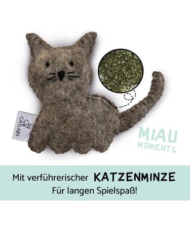 Catlabs Sustainable Cat Toy Set Cuddly Cat & Fluffy Bat with Catnip | Natural Sheep Wool | Refillable | Eco-Friendly - Buy Online on GoSupps.com