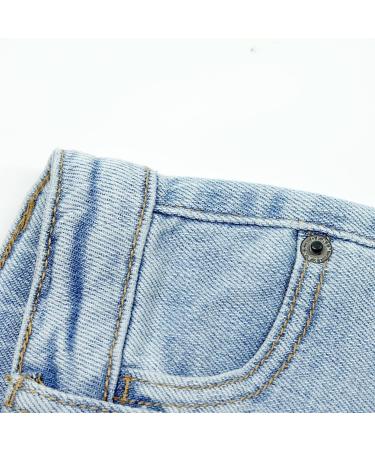 KIDSCOOL SPACE Baby Boys Jeans | Elastic Band | Straight Fit Ripped Denim Pants | Lightblue | 18-24 Months - Buy Online on GoSupps.com