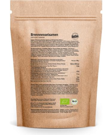  Biotiva Biotiva All-Organic Nettle Seeds 100g 100% Organic Reduced Nettle Seeds Bottled and Controlled in Germany - Buy Online on GoSupps.com