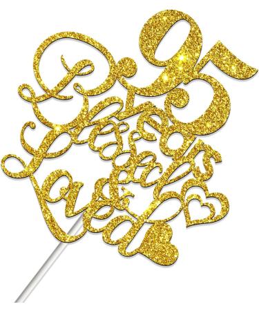 Tenhaisi Gold Glitter 95 Years Blessed & Loved Cake Topper - 95th Birthday / 95th Wedding Anniversary Cake Topper - Happy 95 Birthday Sign - 95th Birthday / 95th Anniversary Party Decoration - Buy Online on GoSupps.com
