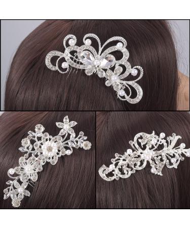 Euvoym 3 Pieces Bridal Wedding Hair Clip Comb Bridal Flower Side Hair Clips Pearl Bridal Headpiece Wedding Accessories for Women and Girls - Buy Online on GoSupps.com