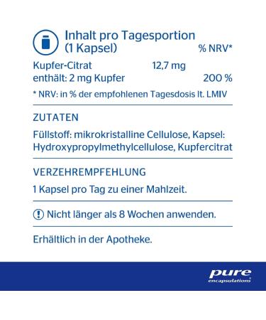 Pure Encapsulations Copper Citrate - 60 Vegan Capsules | Trace Element Copper Supplement for Optimal Health - Buy Online on GoSupps.com