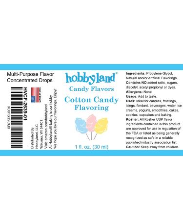 Hobbyland Candy Flavors (Cotton Candy Flavoring  1 Fl Oz)  Cotton Candy Concentrated Flavor Drops - Buy Online on GoSupps.com