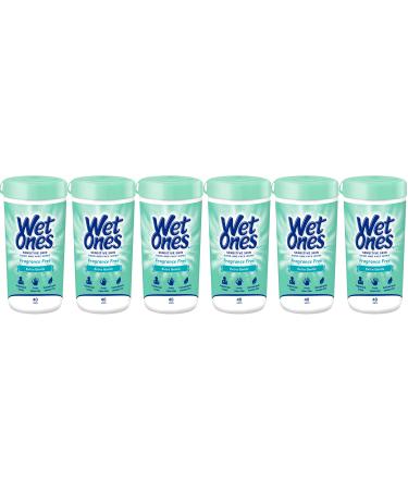 Wet Ones Sensitive Skin Hand and Face Wipes Canister 40 Count (Pack of 6)
