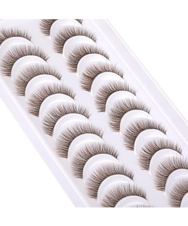 Geeneiya 13mm Short Brown Wispy Mink Lashes - 10 Pairs 3D Colored False Eyelashes for Natural Look - Buy Online on GoSupps.com
