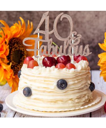 1 PCS 40 & Fabulous Cake Topper Rose Gold Glitter Cheers to Happy 40th Birthday Cake Toppers Forty and Fabulous Cake Pick Decorations for 40th Wedding Anniversary Birthday Party Supplies - Buy Online on GoSupps.com