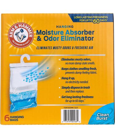 Arm & Hammer Hanging Moisture Absorber 6 Pack - Clean Burst, 16.1 oz. - Closet & Small Room Odor Eliminator - Buy Online on GoSupps.com