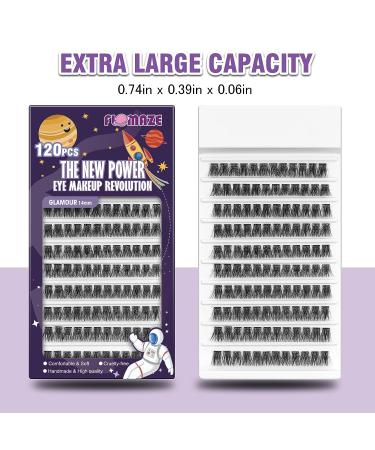FLOMAZE 120 Cluster Lash Extensions - DIY Individual False Eyelashes for Natural Glamour Look (12mm) - Buy Online on GoSupps.com