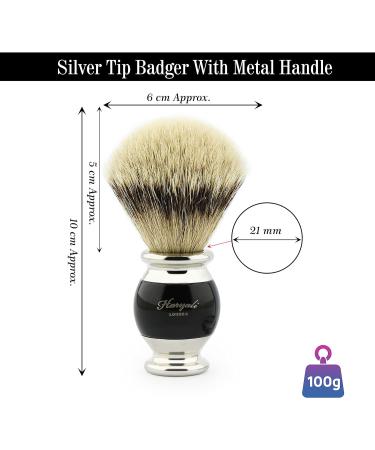 Haryali London Black Silver Tip Badger Hair Shaving Brush with Holder - 1 Count - Buy Online on GoSupps.com