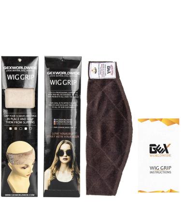 GEX Wig Grip Band - Adjustable & Non-Slip Velvet Headband for Extra Comfort and Hold (Brown) - Buy Online on GoSupps.com