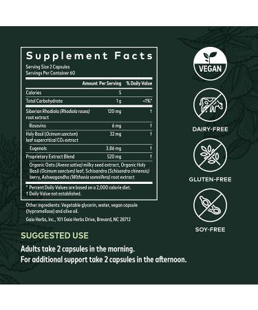 Gaia Herbs Adrenal Health Daily Support - 120 Vegan Liquid Phyto-Caps | Boost Energy & Wellness - Buy Online on GoSupps.com