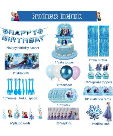 Frozen Birthday Party Supplies- 143 PCS Happy Birthday Banner, Cake Topper, Balloon & More | Complete Frozen Birthday Pack for Kids - Buy Online on GoSupps.com