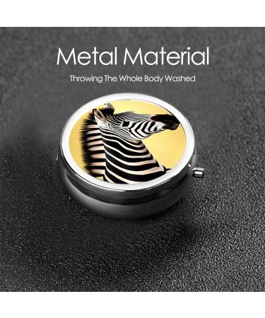 Black and White Zebra Portable Pill Box | Round 3-Compartment Metal Organizer for Travel | Must-Have Mini Pill Container - Buy Online on GoSupps.com