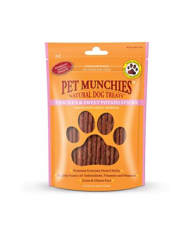Pet Munchies Chicken and Sweet Potato Dog Treats Healthy Grain Free Dental Sticks with Natural Real Meat 90g Chicken and Sweet Potato 1 count (Pack of 1)