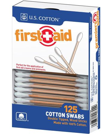 U.S. Cotton 100% Cotton Swabs with Wood Stick - 125 Count Boxes (Pack of 6) - Buy Online on GoSupps.com
