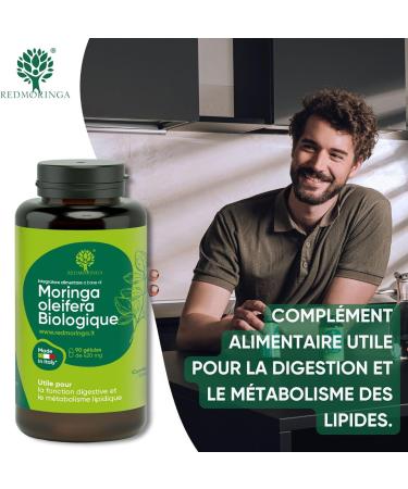 90 Organic Moringa Capsules | The Only Spanish Organic Moringa Made in Italy | Vegans Without Additives | Super Antioxidant Rich in Vitamins and Vegetable Proteins | High Quality RedMoringa - Buy Online on GoSupps.com