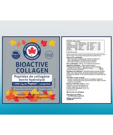Orthomolecular Laboratories - Bioactive Collagen Hydrolyzed Bovine Collagen Peptides 1000mg 130 Tablets - Vitamins for Bone Strength Digestive Health Joint Health Hair Skin and Nail Vitamins - Buy Online on GoSupps.com