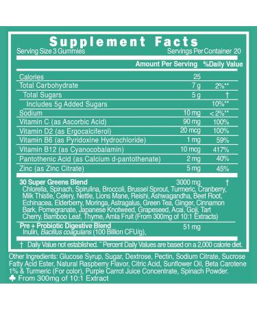 SHIZAM Super Greens Gummies - 30 Fruits/Veggies, 8 Vitamins, Prebiotics, Daily Supplement for Kids/Adults - Buy Online on GoSupps.com