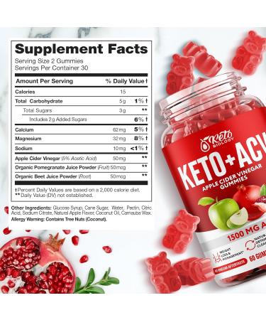 Keto ACV Gummies 1500 mg - Vegan Apple Cider Vinegar Weight Loss & Detox - Boost Metabolism & Energy - 60 Keto Gummies - Buy Online on GoSupps.com