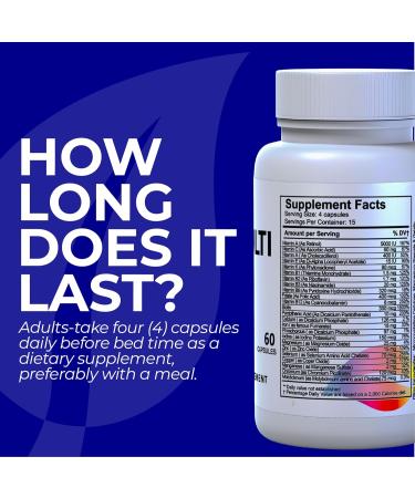 Hallusa Natural HallMulvit Men - Multivitamin for Men Heart Muscle & Immune Support + Biotin Iron Vitamin B12 Vitamin C Vitamin E Folate Calcium Magnesium Zinc & More - 60 Capsules - Buy Online on GoSupps.com