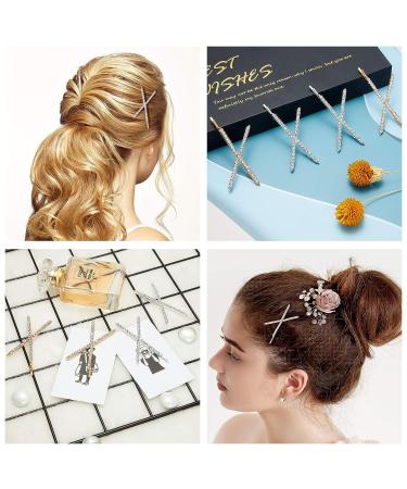 4-Piece X-Shaped Crystal Rhinestone Hair Pins Set for Women - Stylish Hair Clips and Barrettes for Girls - 2 Styles Available - Buy Online on GoSupps.com